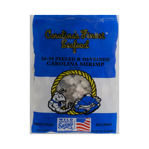 26 - 30 Peeled & Deveined Carolina Shrimp per lb Wild Caught (Frozen)